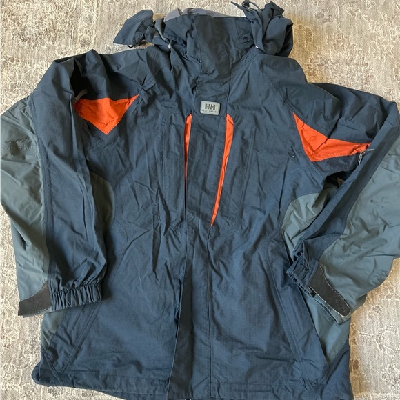 Helly Hansen Men M Parka Jacket Hooded Helly Tech 10 Shell Waterproof Blue Ski - Picture 1 of 14